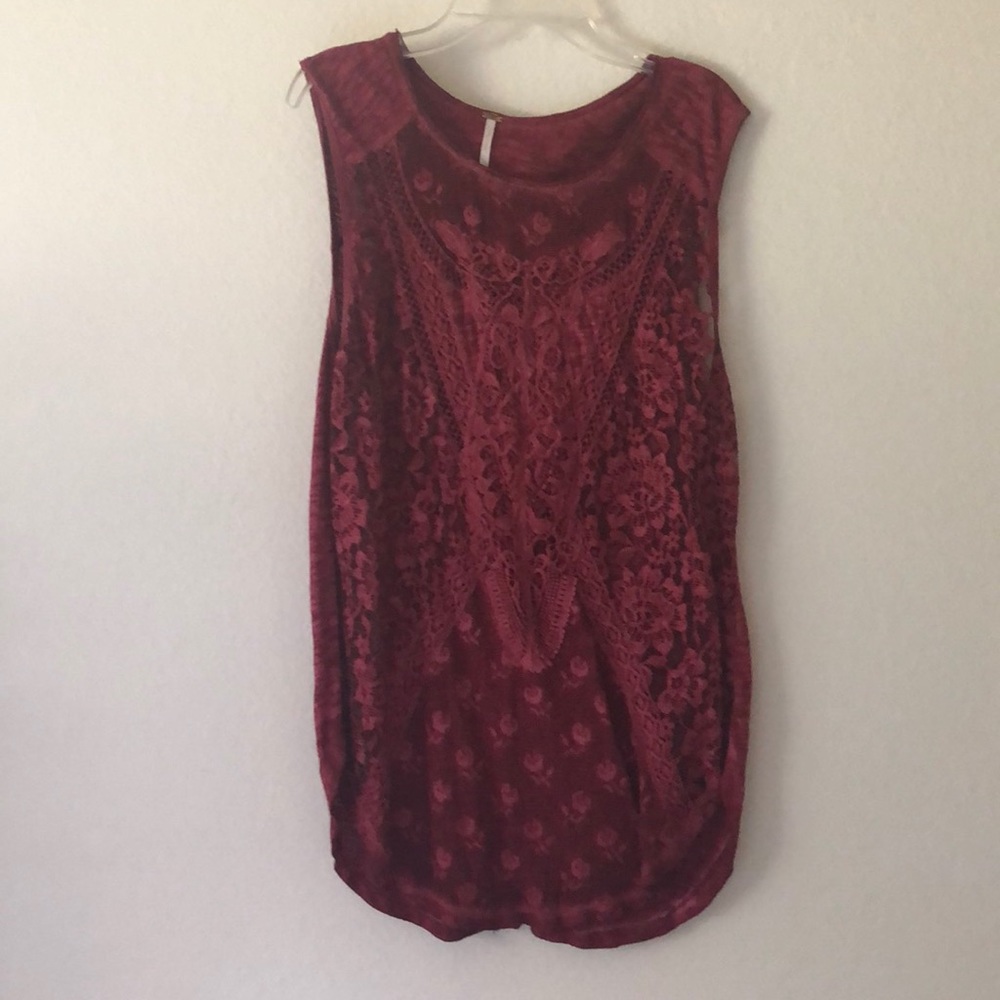 Free people burgundy lace sleeveless top